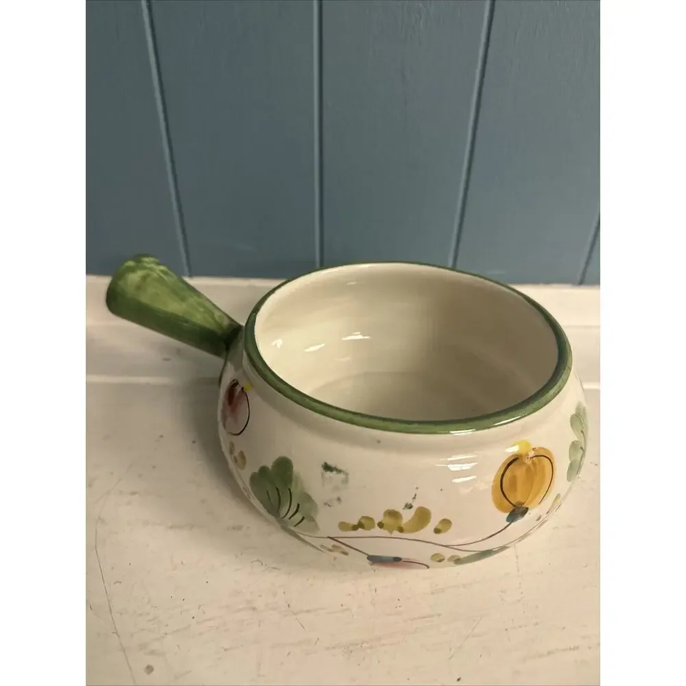 Hand Painted ITALY For FTD Ceramic Serving Bowl Soup Bowl Flower Pot Side Handle